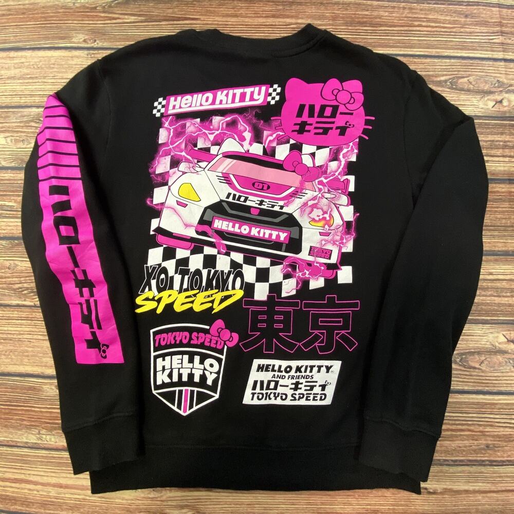 Sanrio Hello Kitty Sweatshirt Women's Medium Black Tokyo Speed Racing Graphic